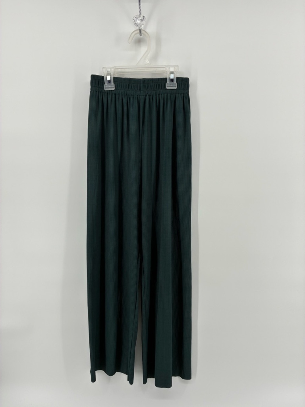 Super High Waist Wide Leg Elastic Waist Pants - Dark Green